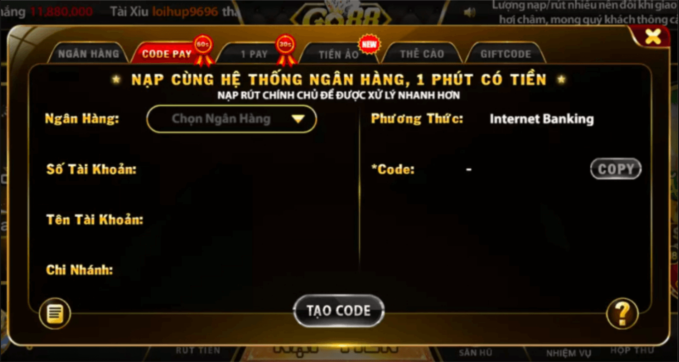 Giao dịch nhanh chóng, có lịch sử rõ ràng tại Go88