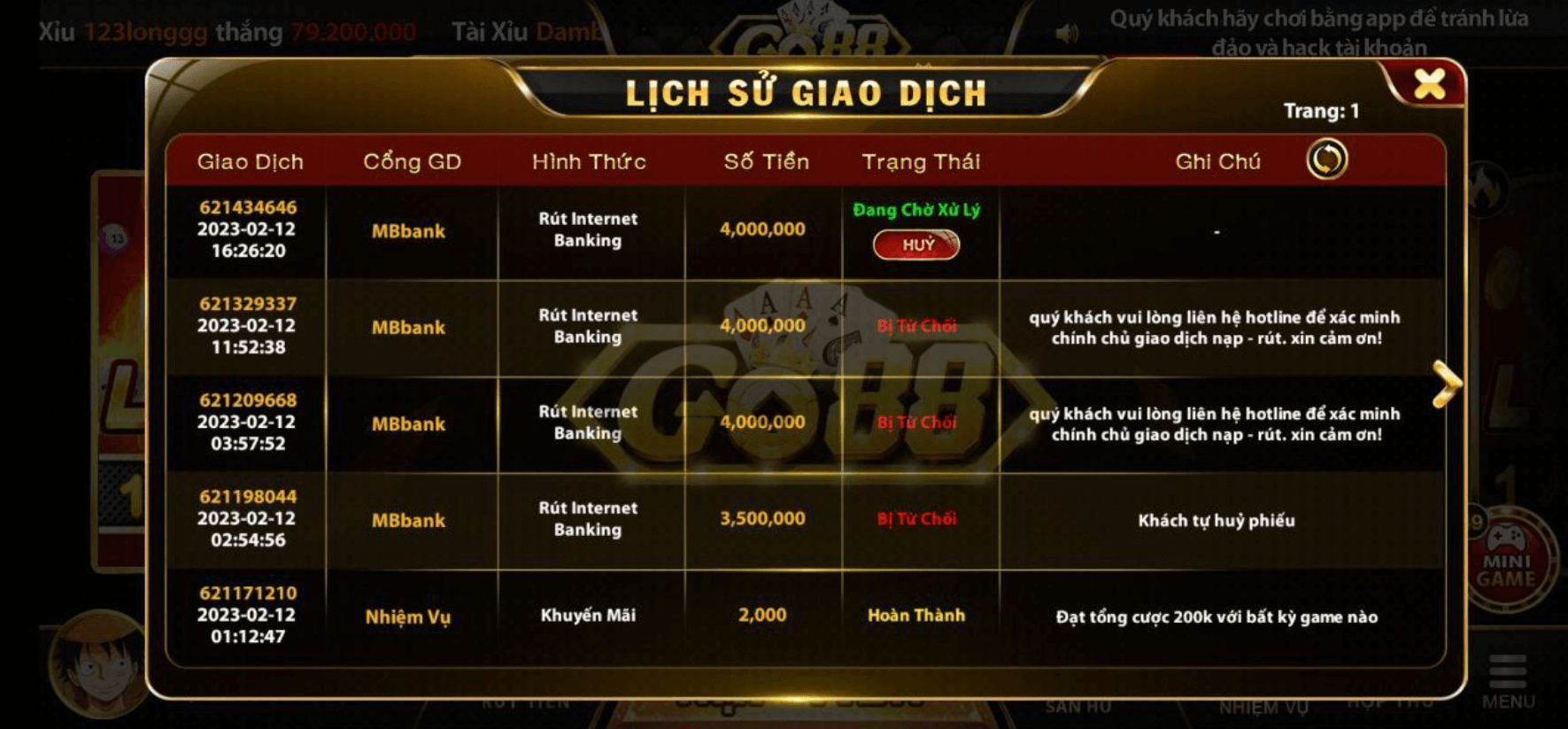 Lý do không thể rút tiền Go88