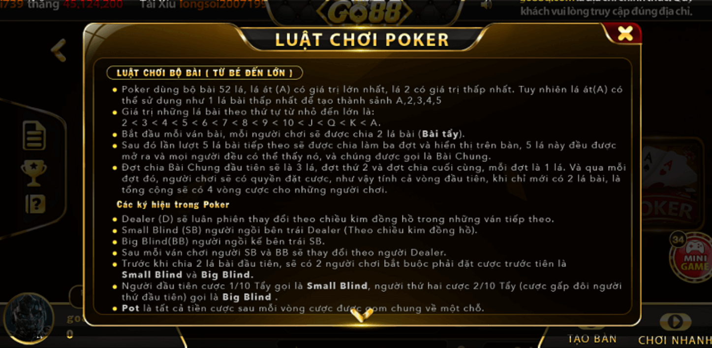 Cách chơi Poker Go88