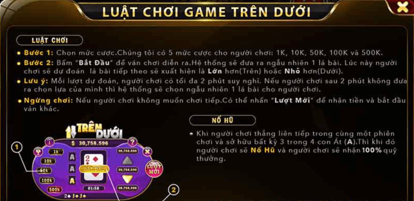 Cách chơi Trên Dưới