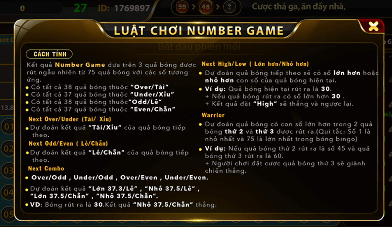 Luật chơi Number Game Go88