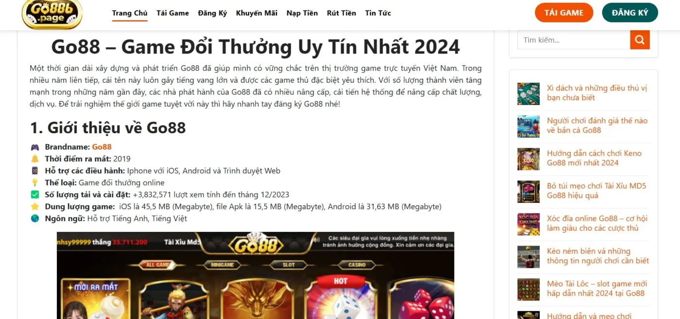 Go88b.page – Trang web chuyên nghiệp chia sẻ kiến thức và kinh nghiệm chơi game đổi thưởng