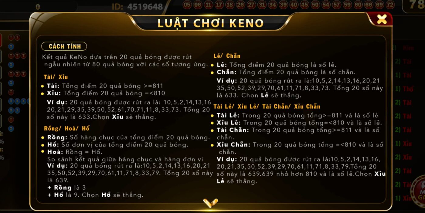 Luật chơi Keno tại Go88