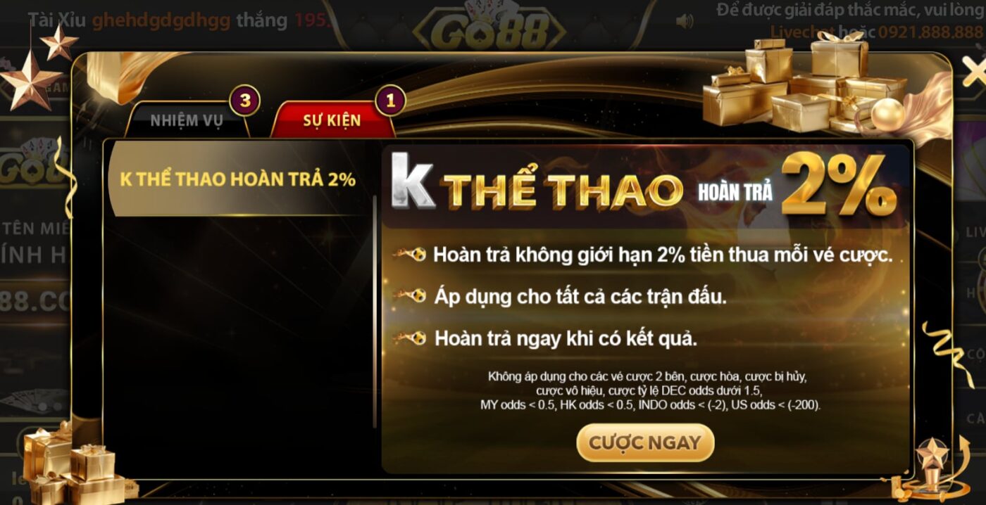 Tham gia cổng game Go88 ngay để nhận được hàng ngàn phần quà hấp dẫn