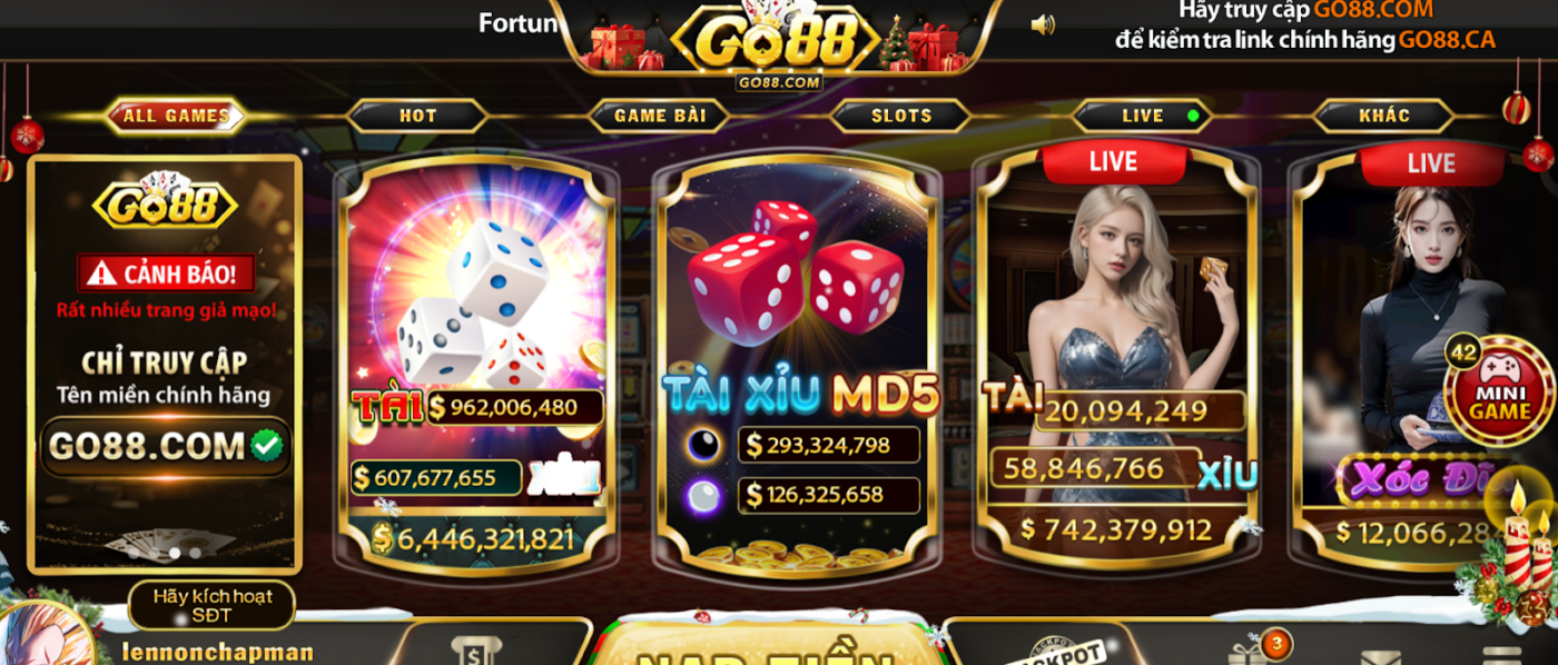 Kho trò chơi đa dạng tại cổng game Go88