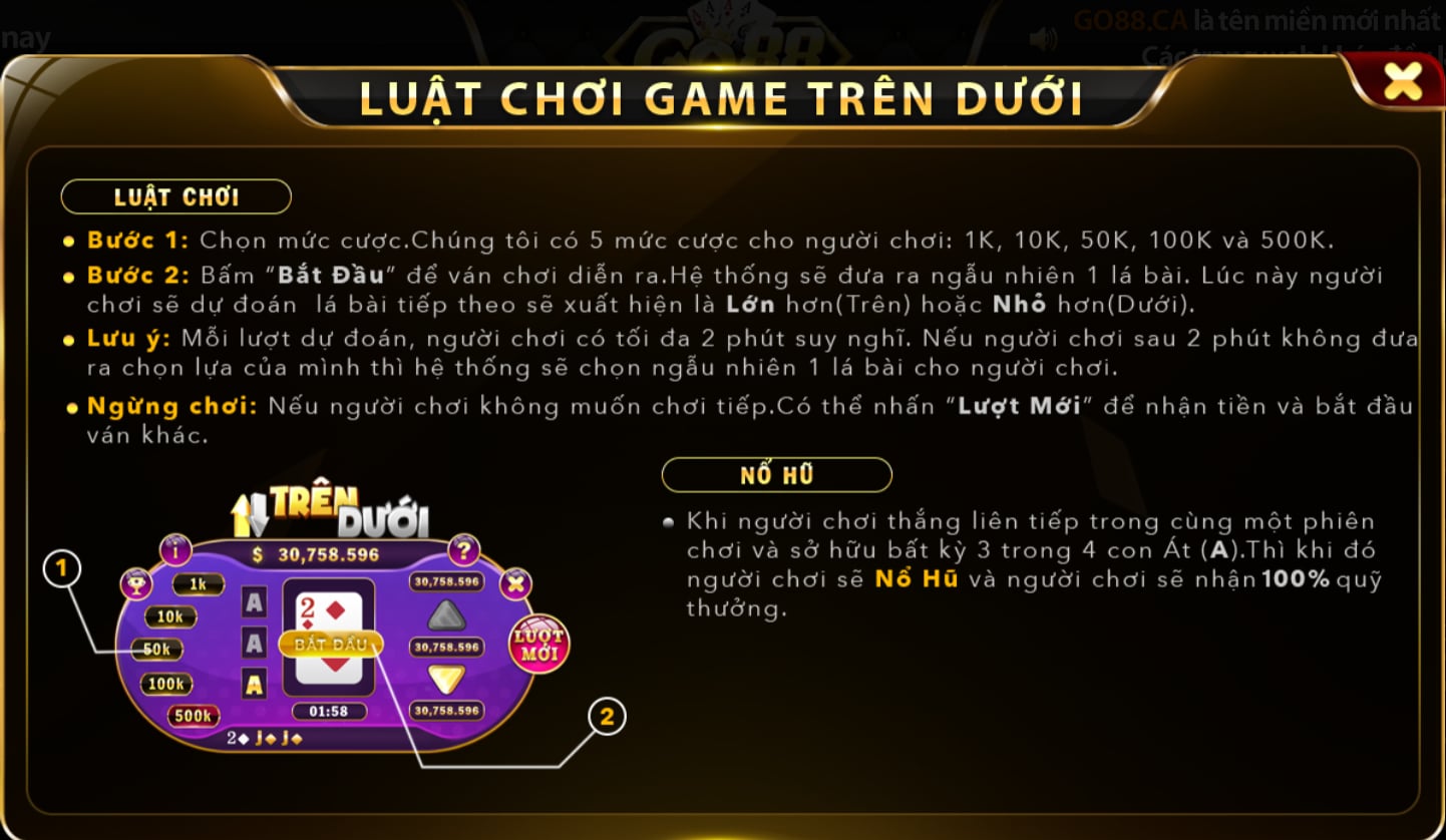 Mini Game Trên Dưới Go88 Có Gì Hấp Dẫn?